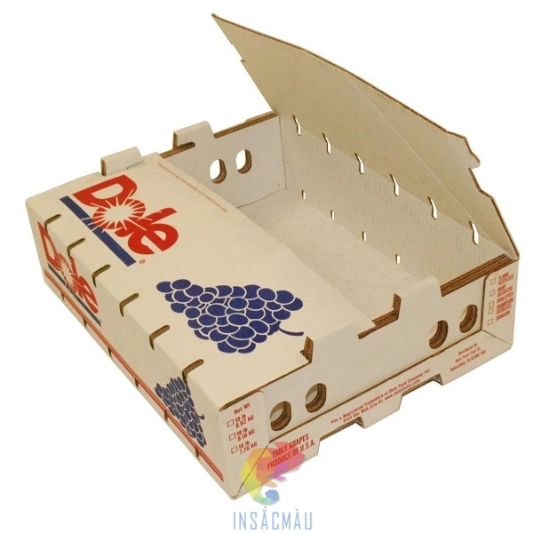 Mẫu thùng carton đựng nho nắp đối khẩu, có lỗ thoáng khí