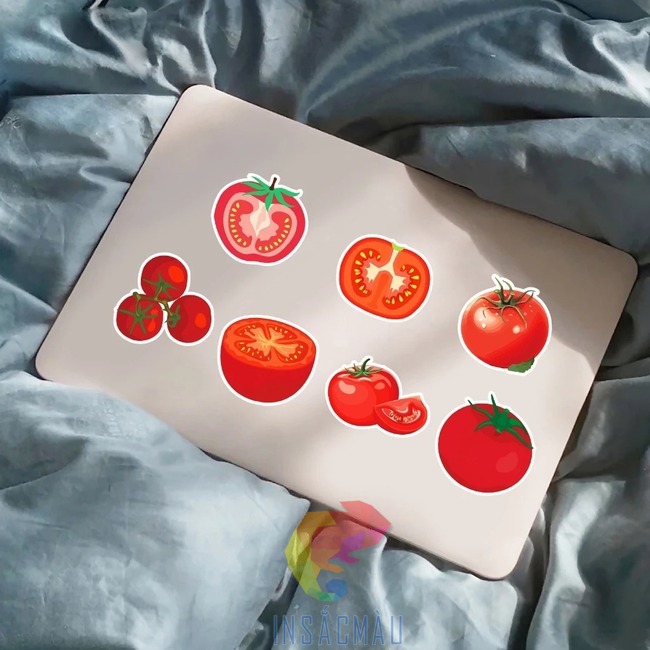 Mẫu sticker quả cà chua trang trí laptop