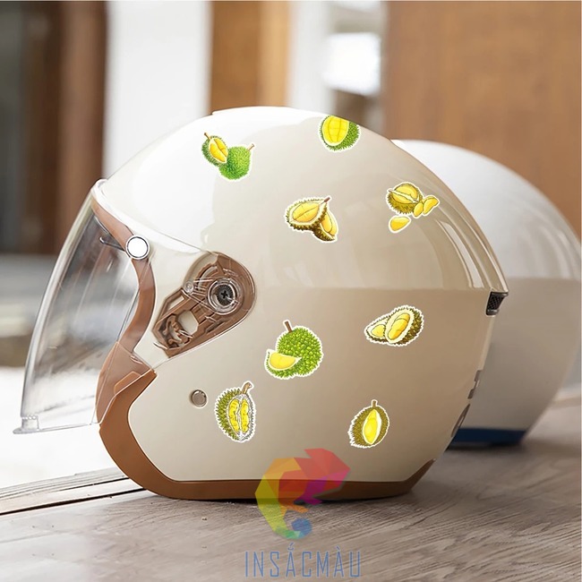 Mẫu sticker trái sầu riêng dán mũ bảo hiểm