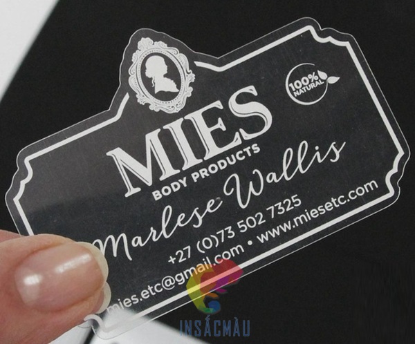 Mẫu decal trong chữ trắng chất lượng