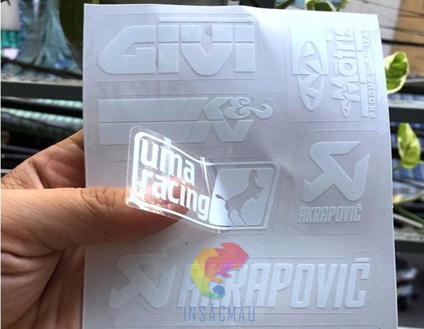 Mẫu decal trong chữ trắng thiết kế đa dạng