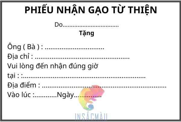 Mẫu phiếu phát gạo từ thiện