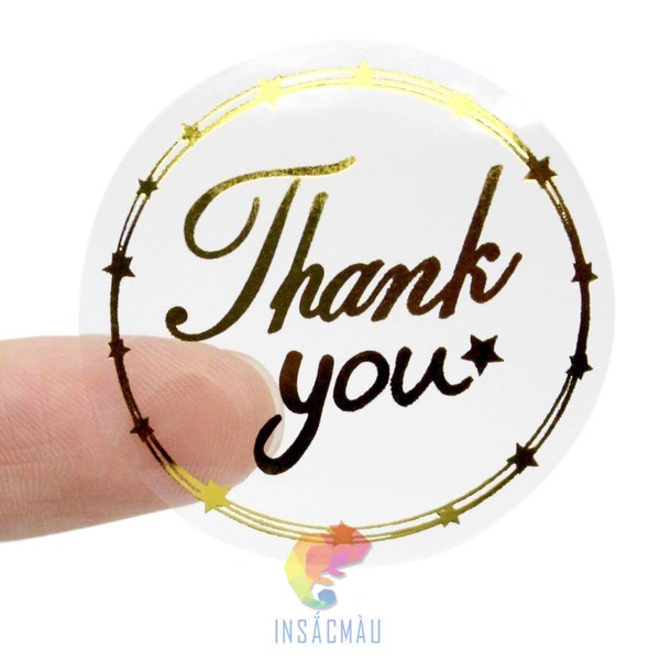 Mẫu sticker cảm ơn ép kim sang trọng