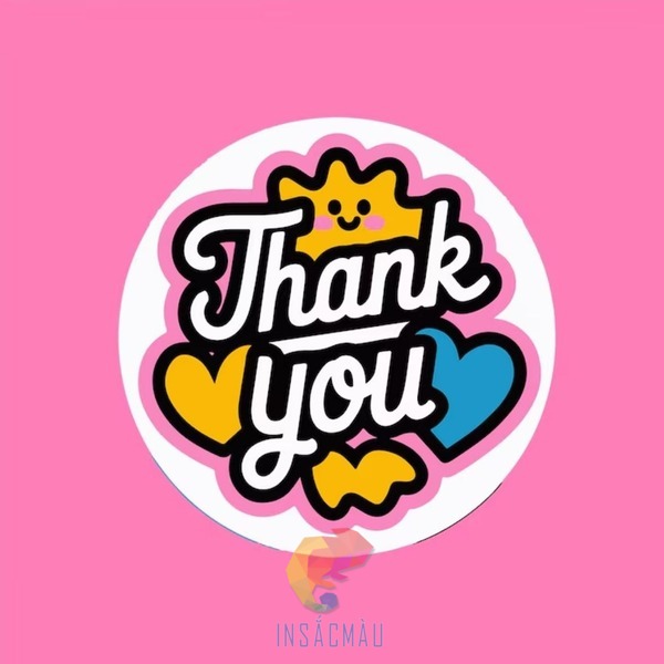Sticker thank you hình tròn cute