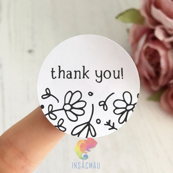 Mẫu sticker thank you phong cách tối giản