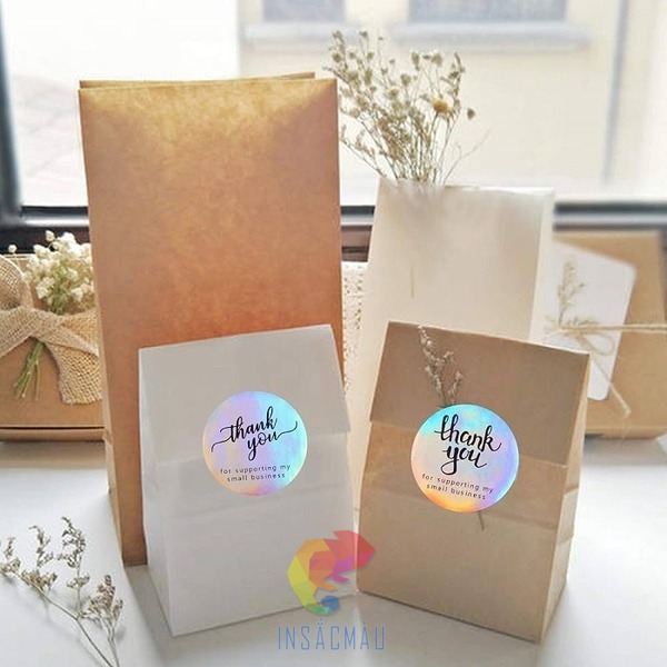 Mẫu sticker cảm ơn bằng chất liệu hologram