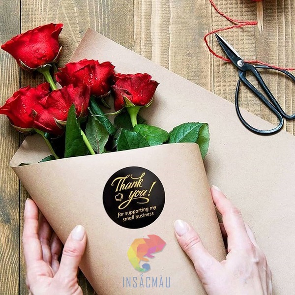 Mẫu sticker cảm ơn tone đen tinh tế