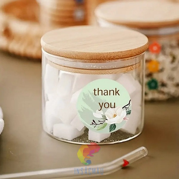 Mẫu sticker cảm ơn dán hũ đựng kẹo