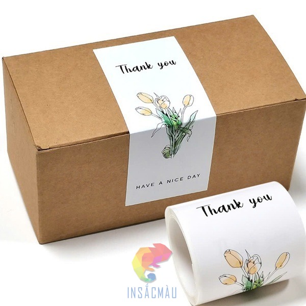 Mẫu sticker cảm ơn dán hộp đựng quà, hộp sản phẩm