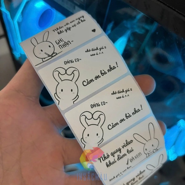 Mẫu nhãn dán cảm ơn hình chữ nhật, cute