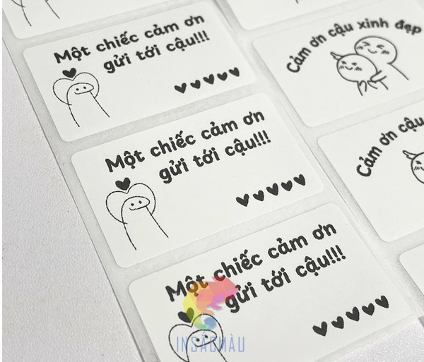 Mẫu sticker dán cảm ơn hình chữ nhật