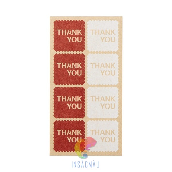 Mẫu sticker thank you hình chữ nhật