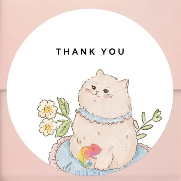 Mẫu sticker thank you thiết kế đáng yêu