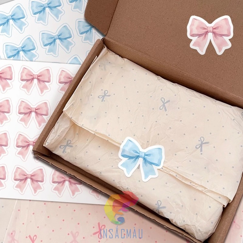 Mẫu sticker nơ màu xanh dương