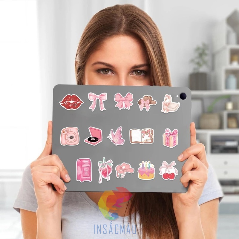 Mẫu sticker hình nơ trang trí laptop