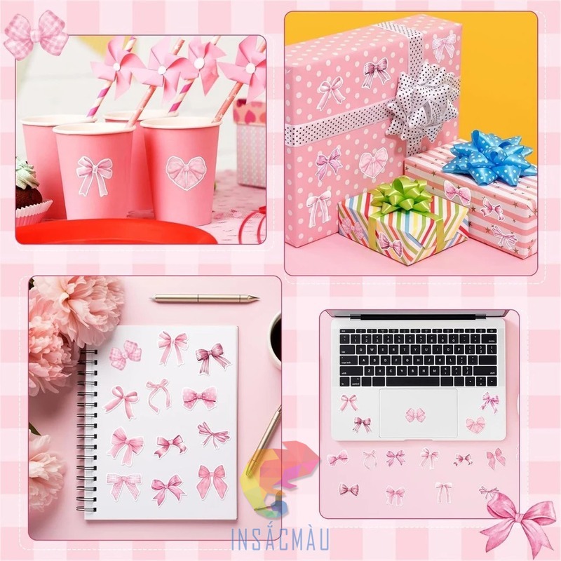 Các mẫu nhãn dán hình nơ trang trí vật dụng cá nhân