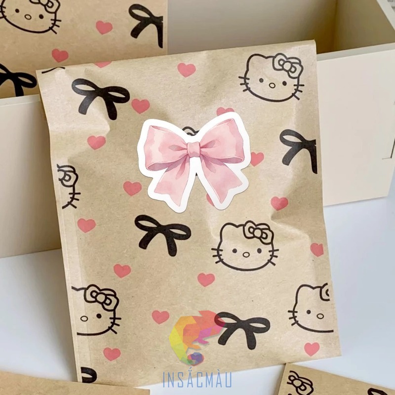 Mẫu sticker nơ dán màu hồng xinh xắn