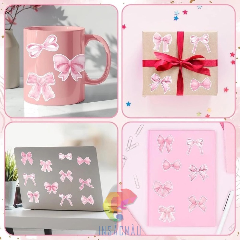 Mẫu sticker nơ cute trang trí đồ dùng cá nhân