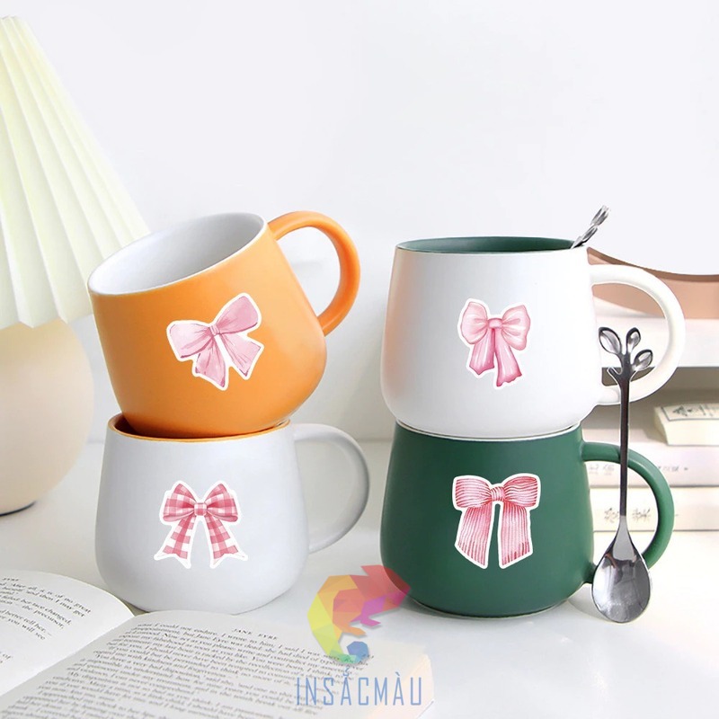 Mẫu sticker nơ dán ly uống nước