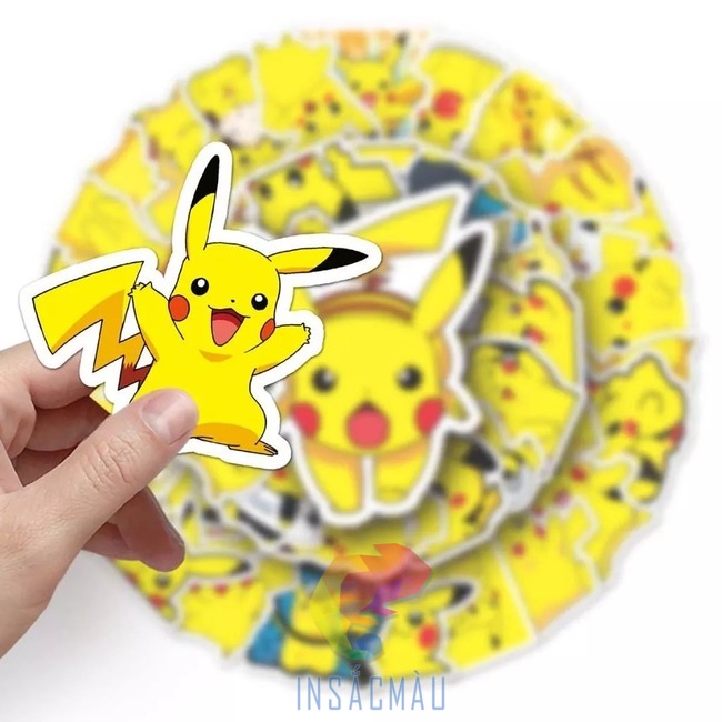 Mẫu sticker pokemon pikachu biểu cảm đáng yêu