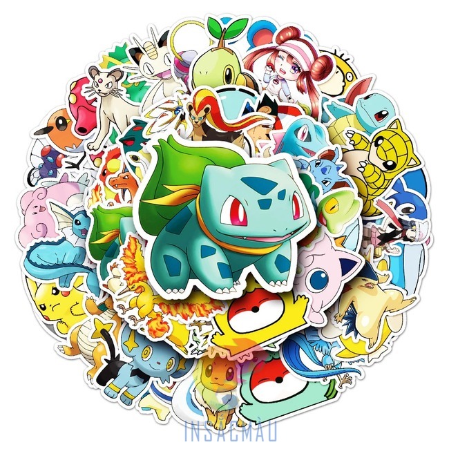Mẫu sticker pokemon màu xanh lá đáng yêu