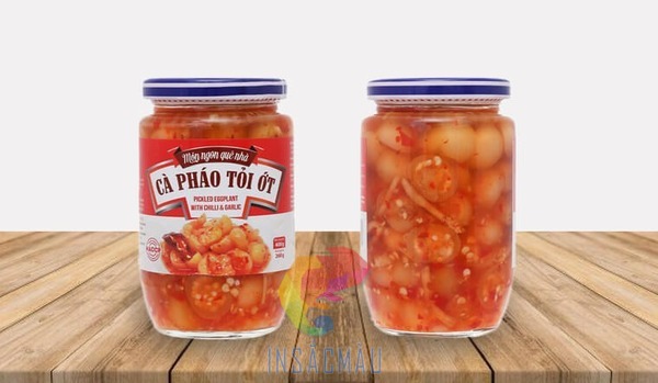 Mẫu tem nhãn dán hũ cà pháo tỏi ớt