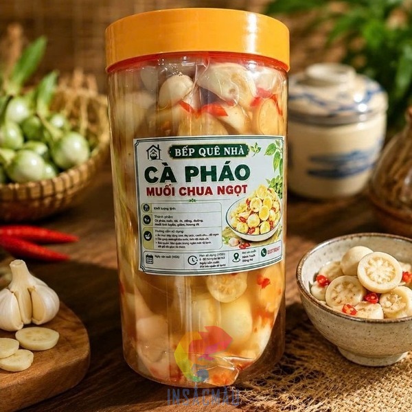 Mẫu tem nhãn dán hũ cà pháo muối chua ngọt