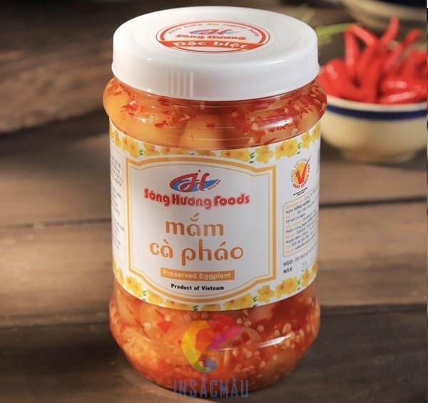 Mẫu tem nhãn dán quanh thân và nắp hũ cà pháo