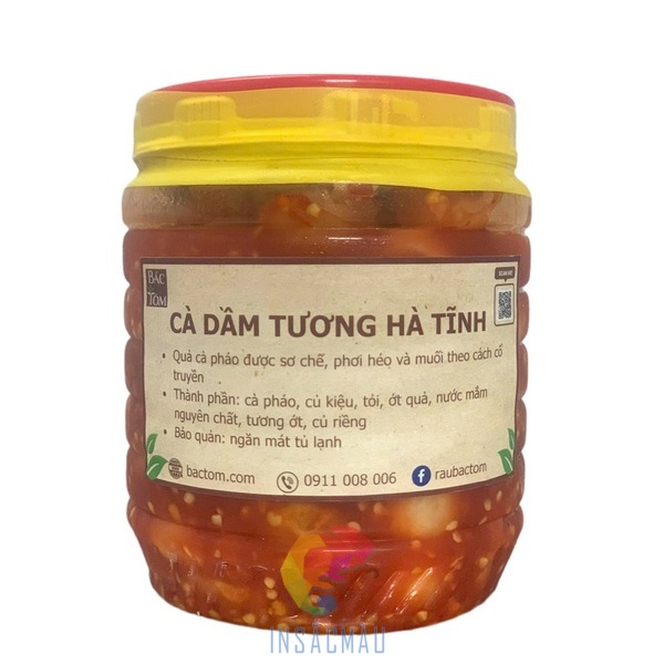 Mẫu tem nhãn dán hũ đựng cà pháo hình chữ nhật