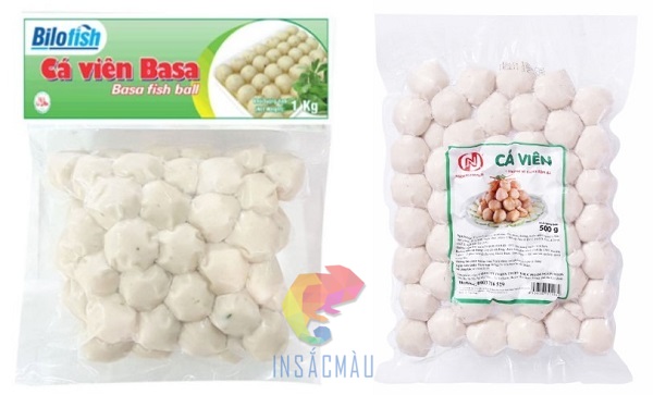 Mẫu tem nhãn dán cá viên basa thiết kế theo yêu cầu