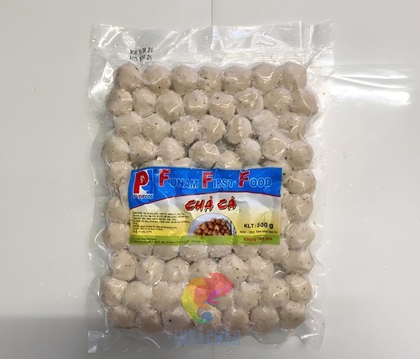Mẫu tem nhãn dán bao bì đựng chả cá viên