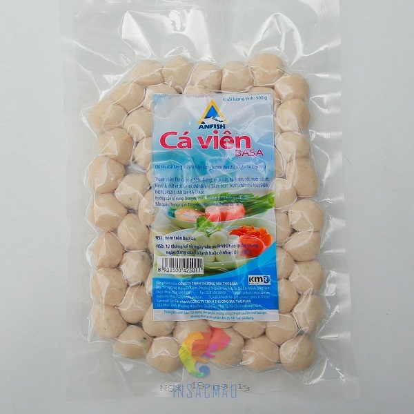 Mẫu tem nhãn dán cá viên basa