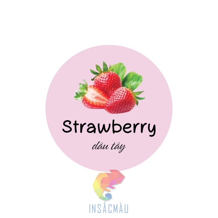 Mẫu tem nhãn dán hộp bánh panna cotta vị dâu tây