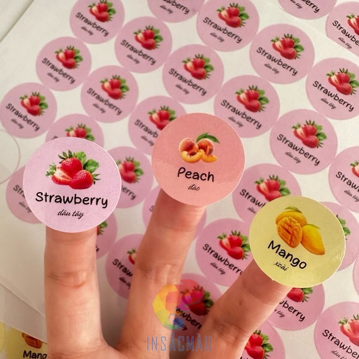 Mẫu tem nhãn dán hộp bánh panna cotta hình tròn, nhiều hương vị