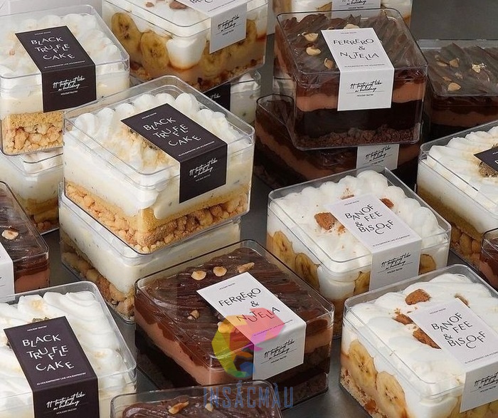 Mẫu tem nhãn dán hộp panna cotta hình chữ nhật