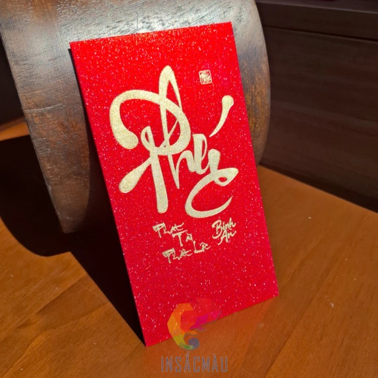 Mẫu bao lì xì chữ phúc thiết kế kiểu thư pháp
