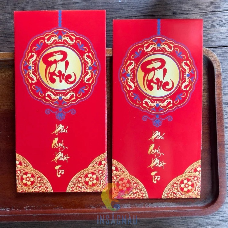 Mẫu bao lì xì chữ phúc thiết kế ấn tượng