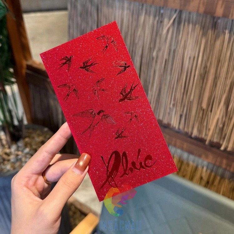 Mẫu bao lì xì chữ phúc ép kim màu đỏ độc đáo