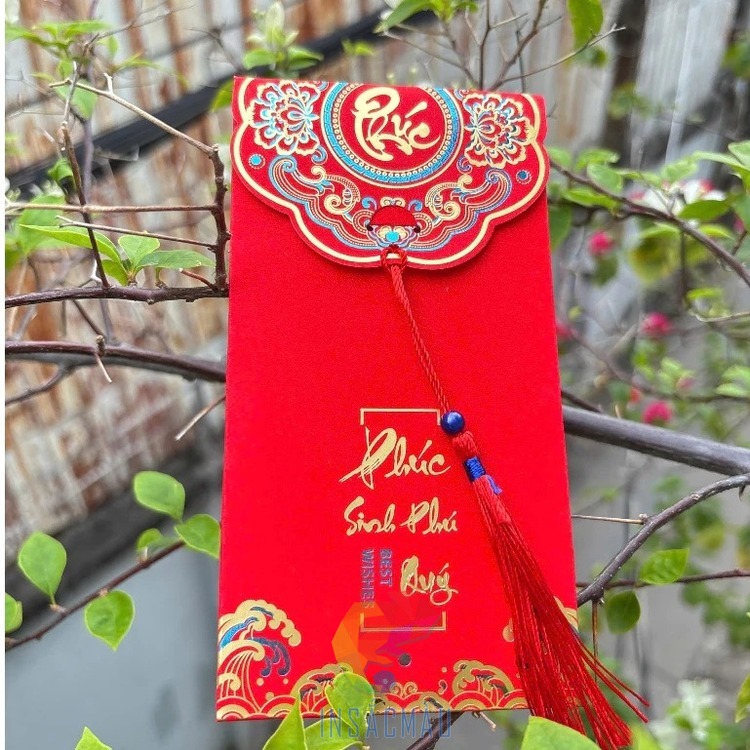 Mẫu bao lì xì chữ phúc có dây treo