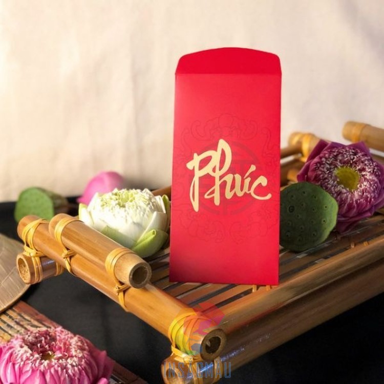 Mẫu bao lì xì chữ phúc phong cách tối giản