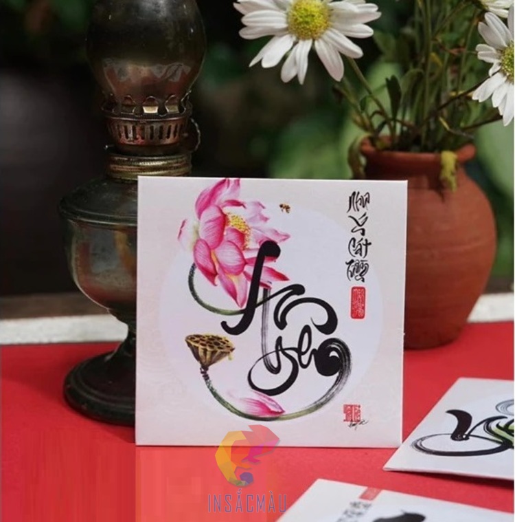 Mẫu bao lì xì hoa sen hình vuông