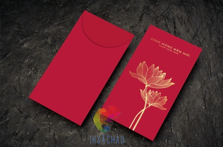 Mẫu bao lì xì cao cấp in hình hoa sen