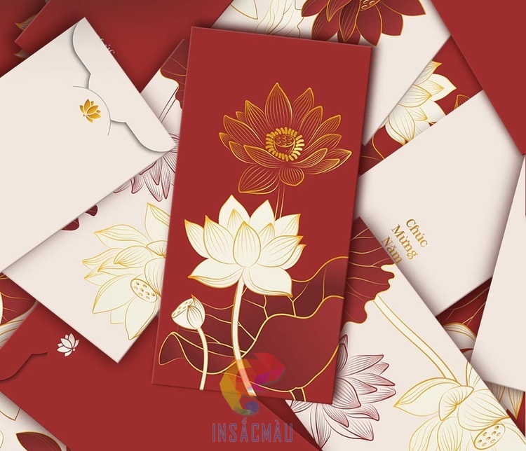 Mẫu bao lì xì hoa sen cao cấp