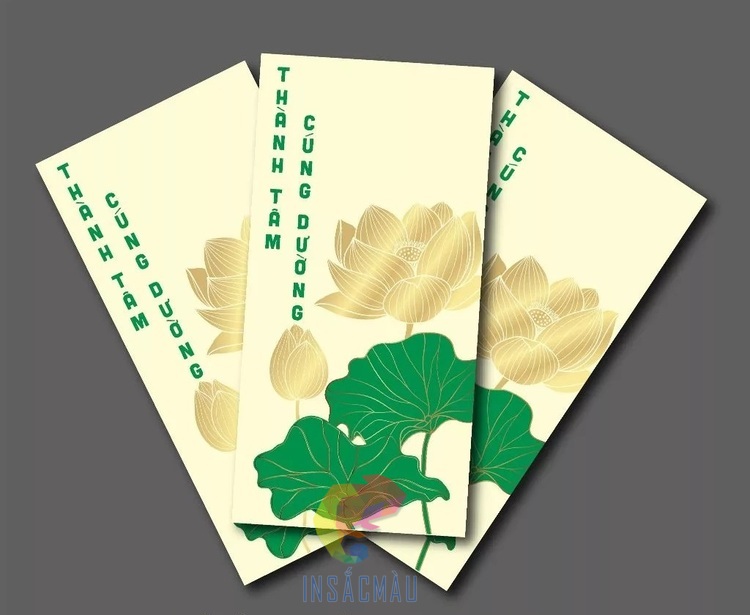 Mẫu bao lì xì in hình hoa sen màu vàng nhạt thanh khiết