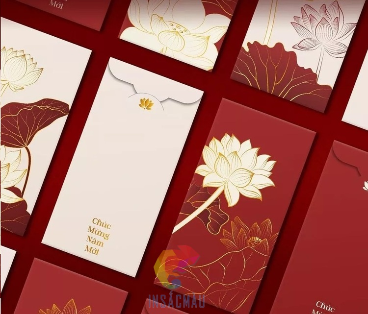 Mẫu bao lì xì hoa sen cao cấp, đẹp mắt