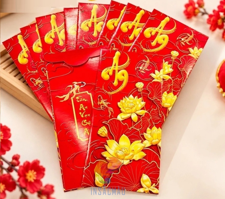 Mẫu bao lì xì hoa sen đẹp, ấn tượng