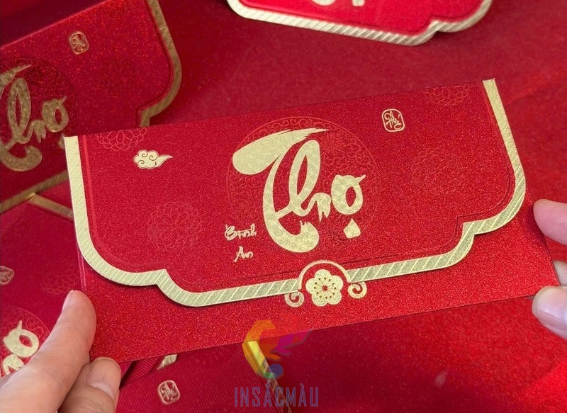 Mẫu bao lì xì kim tuyến thiết kế dạng ngang