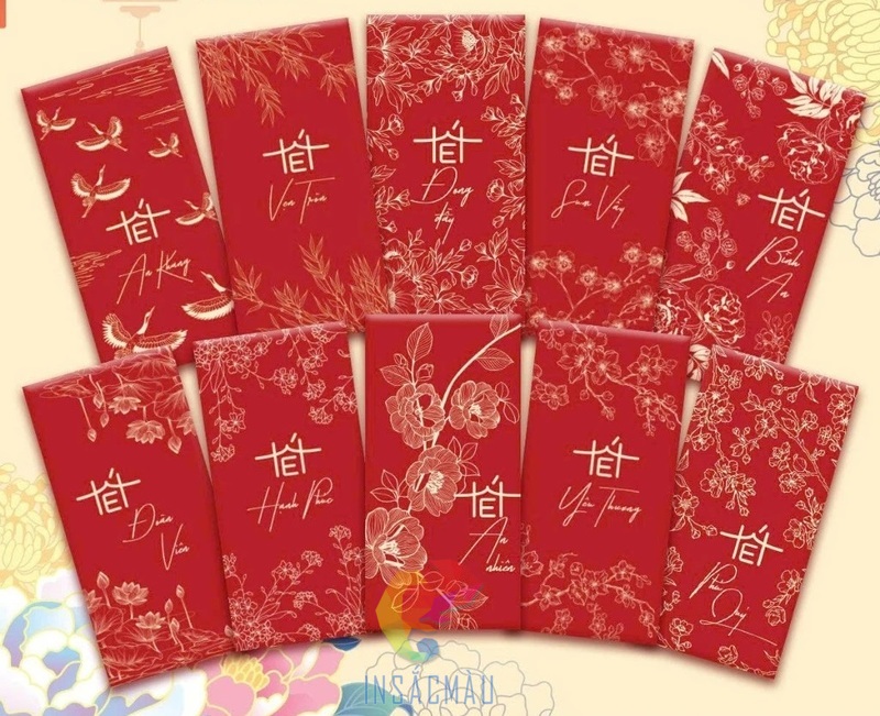 Mẫu bao lì xì kim tuyến Tết thiết kế đẹp, ấn tượng