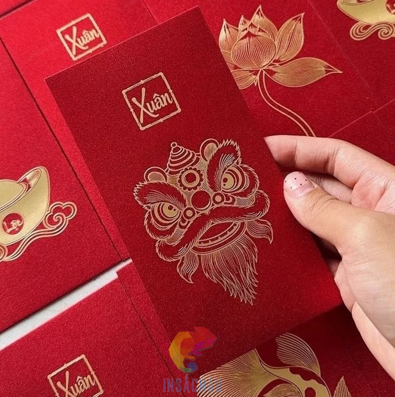 Mẫu bao lì xì kim tuyến mừng xuân Đinh Mùi 2027