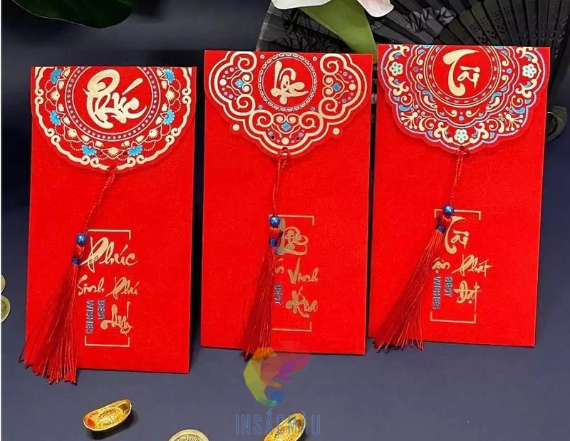 Mẫu bao lì xì kim tuyến Phúc - Lộc - Thọ